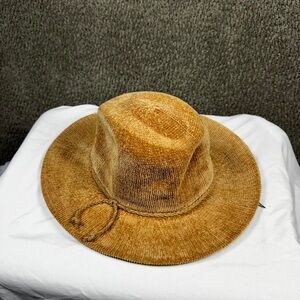 Corduroy Wide-Brim Fedora Hat in Warm Brown